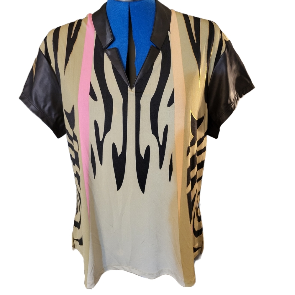 Jamie Sadock Monarch Golf Tennis Beige & Black Active Top